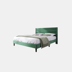 Cama de casal de veludo 140x200cm,verde