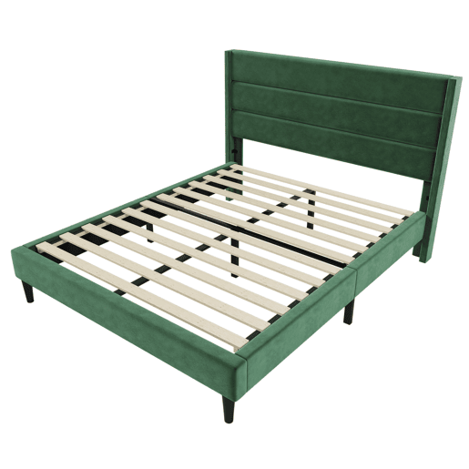 Cama de casal de veludo 140x200cm,verde