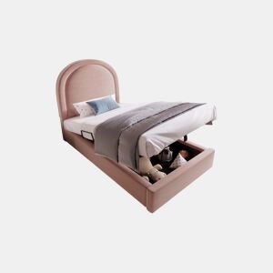 Cama juvenile,cama de solteiro de veludo 90x200cm com armazenamento,rosa