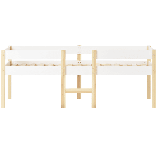 Cama de criança,cama alta,cama de altura média de madeira de pinho 90x200cm com 2 gavetas,branco+madeira