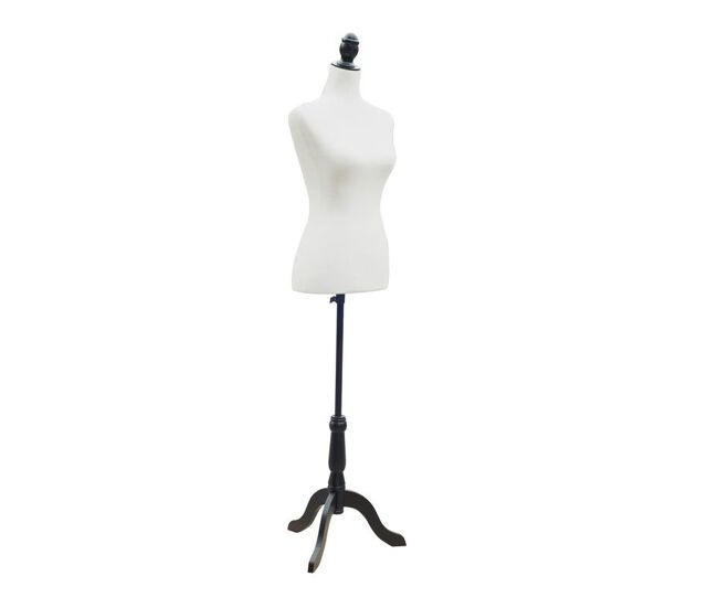 Homcom maniquí de costura femenino maniquí de costura ajustable a 130-168 cm con trípode de madera para fotografía de moda exposición de prendas blanco
