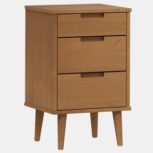 vidaXL Mesa de cabeceira MOLDE 40x35x65 cm pinho maciço castanho