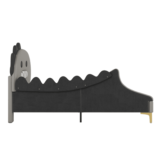 Cama de criança 90x200 cm - em forma de dinossauro - em pele sintética - Cinzento