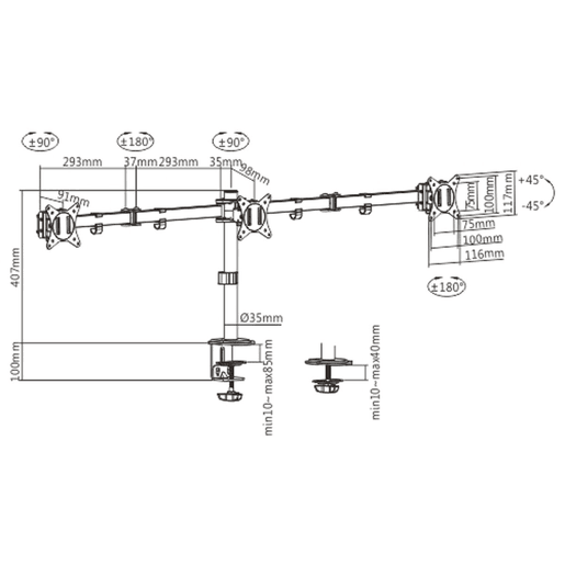 Suporte de Mesa para Ecrã GEMBIRD MA-D3-01 17 27