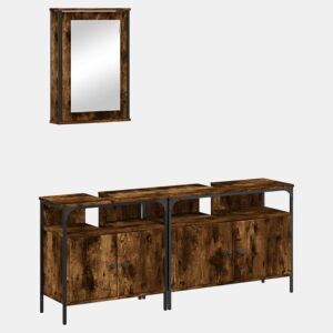 vidaXL 3 pcs conjunto de móveis WC madeira processada carvalho fumado