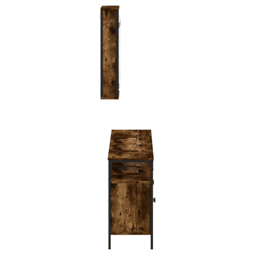 vidaXL 3 pcs conjunto de móveis WC madeira processada carvalho fumado vidaXL 3 pcs conjunto de móveis WC madeira processada carvalho fumado
