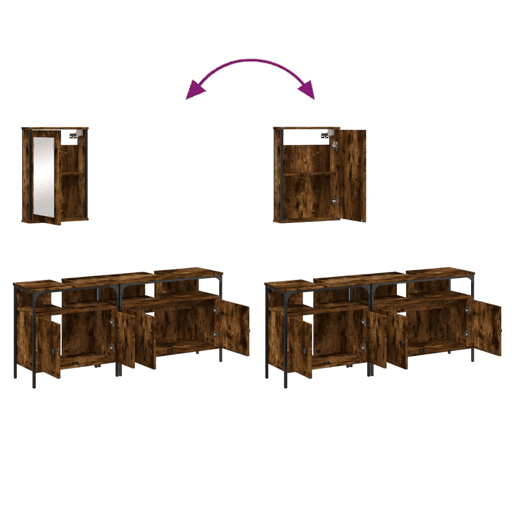 vidaXL 3 pcs conjunto de móveis WC madeira processada carvalho fumado vidaXL 3 pcs conjunto de móveis WC madeira processada carvalho fumado