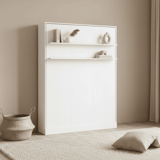 Cama dobrável vertical branca 135x200cm