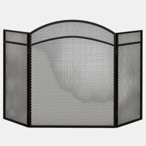 HOMCOM Frente para Lareira de 3 Painéis Protetor de Lareira Dobrável com Estrutura de Metal 96x60 cm Preto