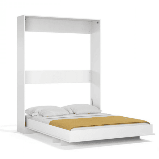 Cama dobrável vertical com colchão branco 135x200cm