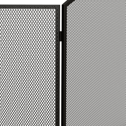 HOMCOM Frente para Lareira de 3 Painéis Protetor para Lareira Dobrável com Estrutura de Aço 96x62 cm Preto