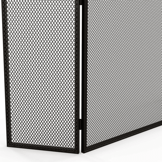 HOMCOM Frente para Lareira de 3 Painéis Protetor para Lareira Dobrável com Estrutura de Aço 96x62 cm Preto