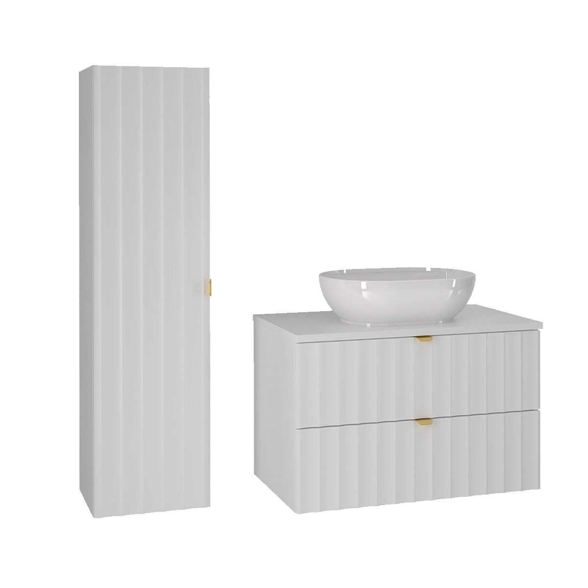 Conjunto de muebles con lavabo individual y columna Lexa 80