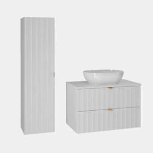 Conjunto móvel lavatório individual 80cm e coluna Lexa Branco