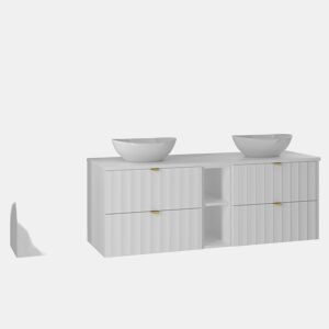 Móvel de lavatório duplo 140cm com 2 nichos e coluna Lexa Branco