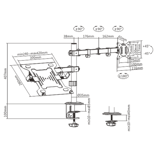 Suporte de Mesa para Ecrã GEMBIRD MA-DA-03 17 32