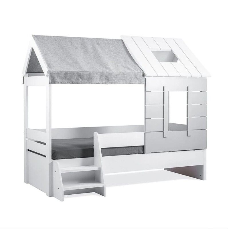 Cama casita blanca 90x200cm