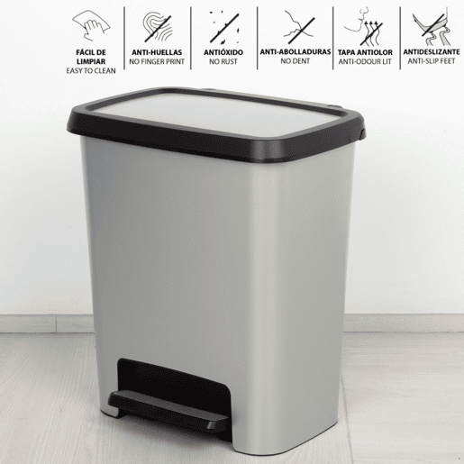 Curver Caixote do lixo Compatta 25L metalizado