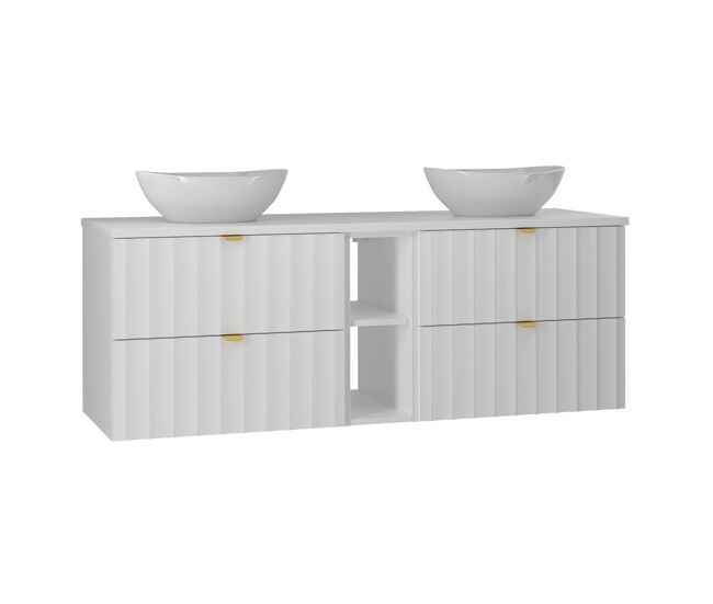 Mueble doble lavabo 140cm 2 compartimientos lexa blanco