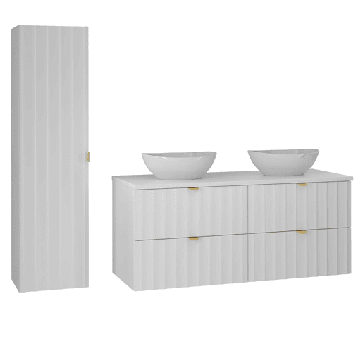 Conjunto móvel lavatório duplo 120cm e coluna Lexa Branco