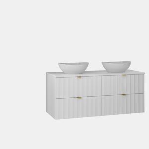 Conjunto móvel lavatório duplo 120cm e coluna Lexa Branco