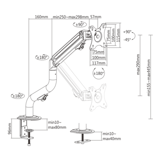 Suporte de Mesa para Ecrã GEMBIRD MA-DA1-02 17 32 Suporte de Mesa para Ecrã GEMBIRD MA-DA1-02 17 32