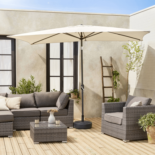 2x3m guarda-sol rectangular, multiposicional, Touquet, Zibelina, 300x198x243 cm