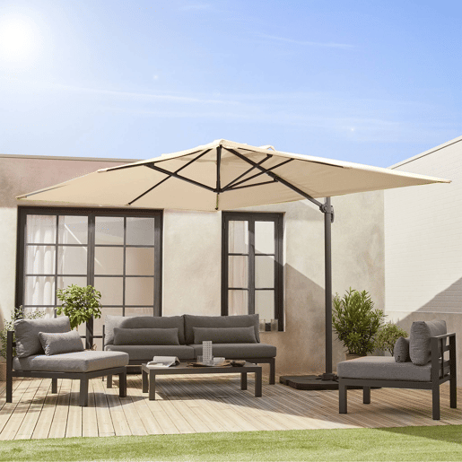 3x4m guarda-sol retangular, Wimereux, Beige, 380x259x286 cm
