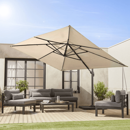 3x4m guarda-sol retangular, Wimereux, Beige, 380x259x286 cm