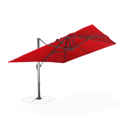 3x4m guarda-sol retangular, Wimereux, Vermelho, 380x259x286 cm