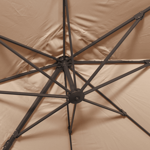 Guarda-sol deslocado quadrado 3x3m, Falgos, Beige, 298x298x260 cm