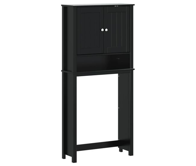 Vidaxl mueble para lavadora berg madera maciza negro 76x27x164,5 cm