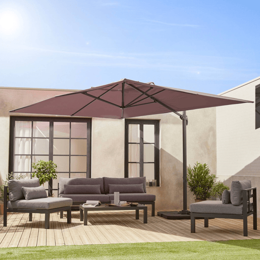 3x4m guarda-sol retangular, Wimereux, Taupe, 380x259x286 cm