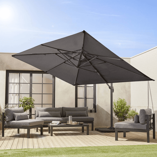 3x4m cobertura de guarda-sol offset, Cobertura do para-sol St Jean de Luz, Cinza