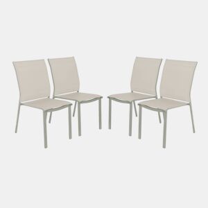 Cadeira de jardim empilhável em alumínio e textileno, set de 4, Cleveland, Savane, 64.5x45.5x89.5 cm