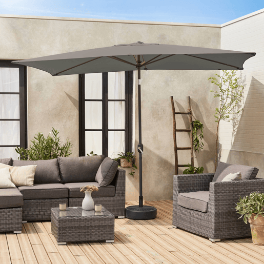 2x3m guarda-sol rectangular, multiposicional, Touquet, Cinza, 300x198x243 cm
