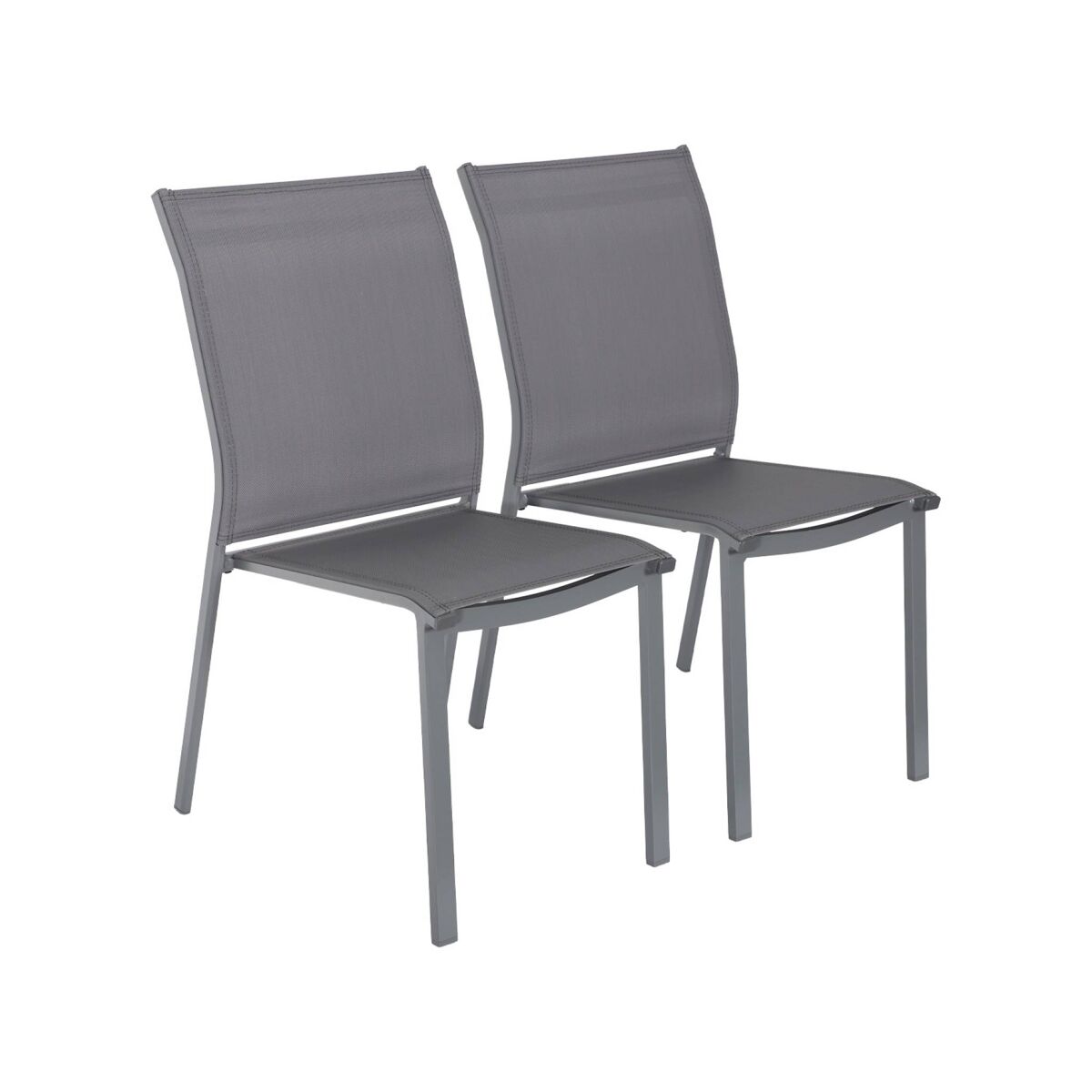 Silla de jardín apilable de aluminio y textilene, set de 2 antracita - 64.5x45.5x89.5 cm
