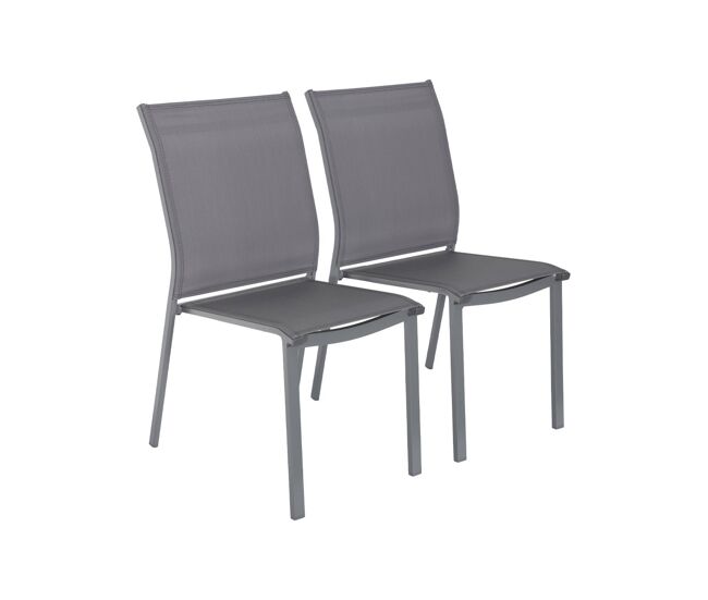 Silla de jardín apilable de aluminio y textilene, set de 2 antracita - 64.5x45.5x89.5 cm