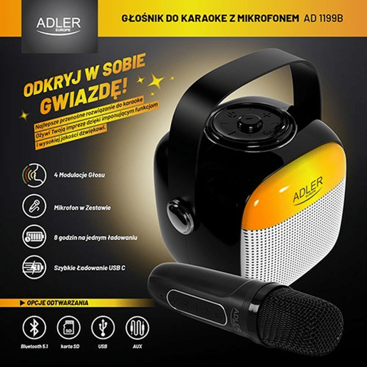 Altifalante Bluetooth Portátil Adler AD 1199b Cinzento Altifalante Bluetooth Portátil Adler AD 1199b Cinzento