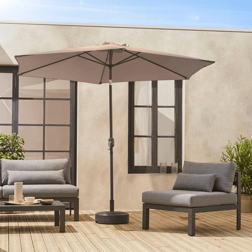 3m guarda-sol redondo, Touquet, Taupe, 294x294x243 cm