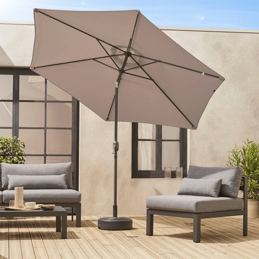 3m guarda-sol redondo, Touquet, Taupe, 294x294x243 cm