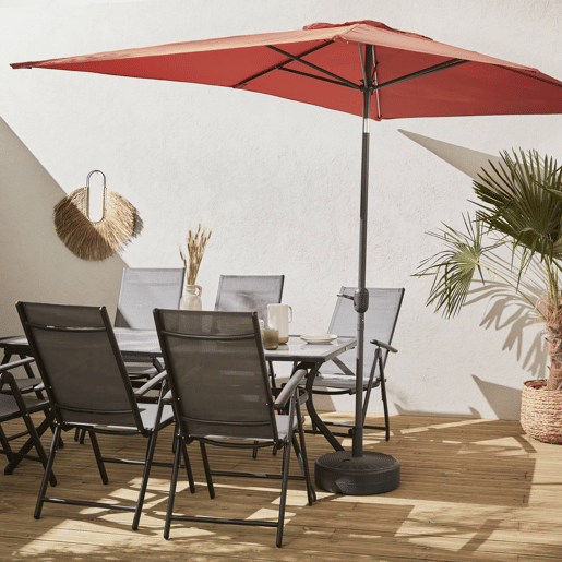 2x3m guarda-sol rectangular, multiposicional, Touquet, Terracota, 300x198x243 cm