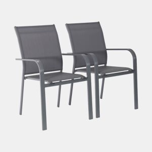 Cadeira de jardim empilhável de alumÃnio e textileno, set de 2, Buffalo, Antracite, 64.5x45.5x89.5 cm