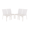 Cadeira de jardim empilhável em alumínio e textileno, set de 4, Cleveland, Beige, 64.5x45.5x89.5 cm