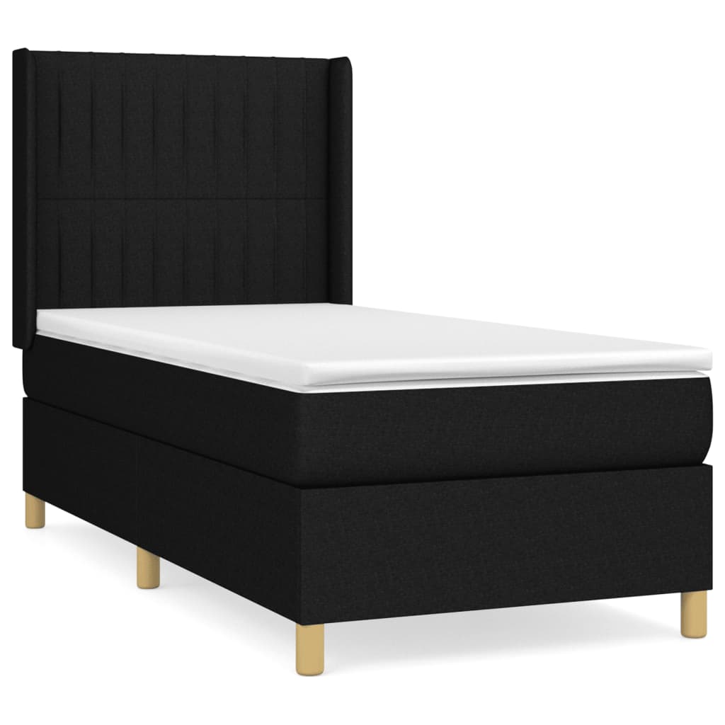 cama box spring con colchon tela negro 90x200 cm rayas verticales