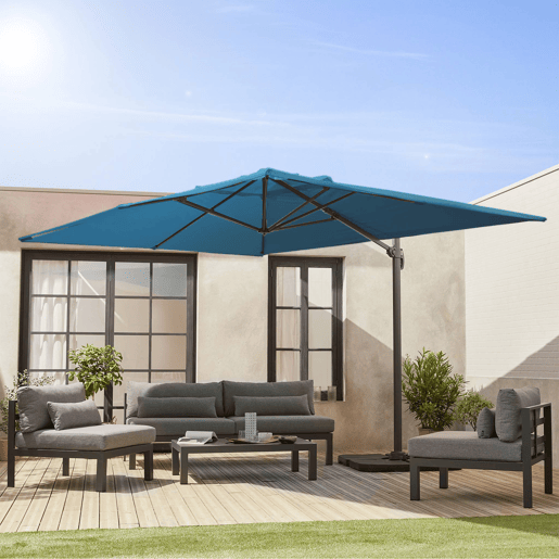 3x4m guarda-sol retangular, Wimereux, Azul esverdeado, 298x298x260 cm