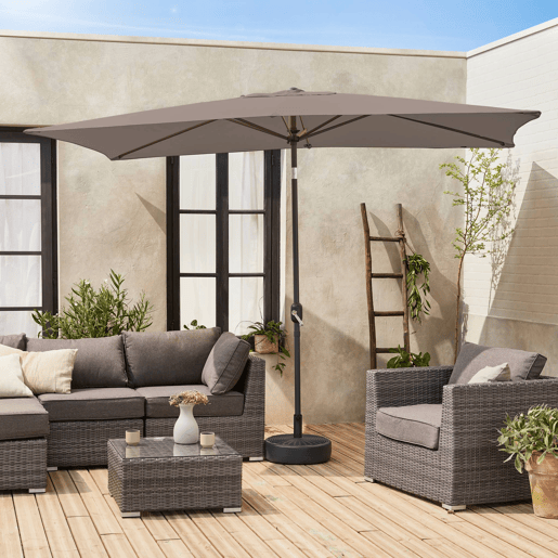 2x3m guarda-sol rectangular, multiposicional, Touquet, Taupe, 300x198x243 cm