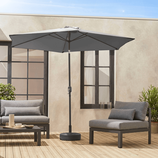 3m guarda-sol redondo, Touquet, Cinza, 294x294x243 cm