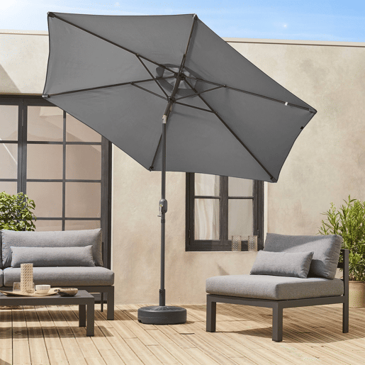 3m guarda-sol redondo, Touquet, Cinza, 294x294x243 cm