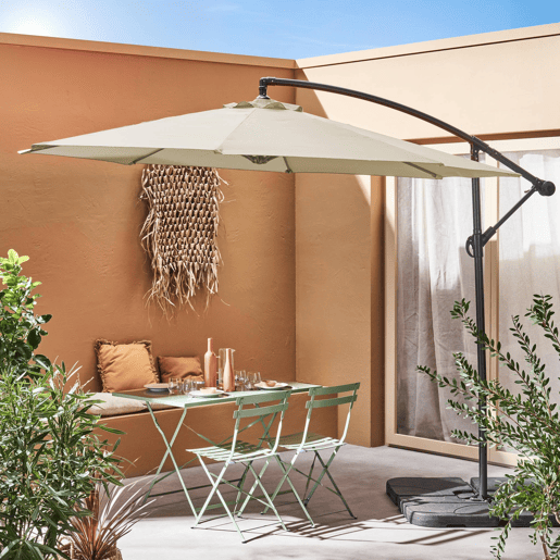 3m guarda-sol redondo offset, Hardelot, Cru, 295x295x250 cm